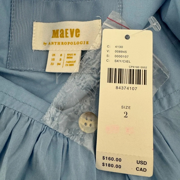 Anthropologie Maeve Asymmetrical Sleeveless Shirt Dress Preppy Boho NWT 2 - Picture 10 of 12